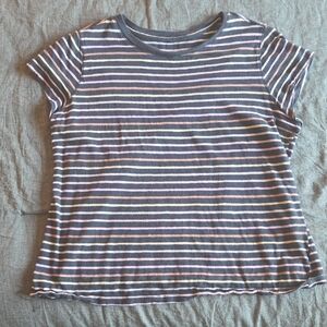 Universal Thread Navy Short Sleeve Tee with Pink & White Stripes